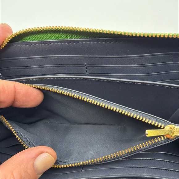 Coach Green Pebbled Leather Accordion Zip Wallet Wristlet - Picture 6 of 10